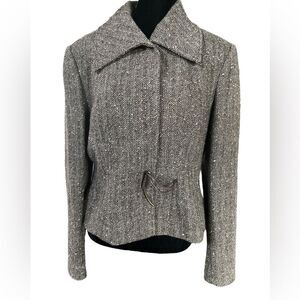 Vintage Manigance Paris Women's Size Medium Brown Wool Tweed Cropped